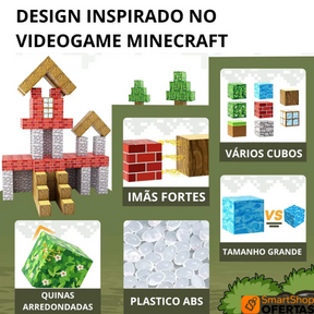 Blocos de Construção Magnética Minecraft - 48/64/75 peças