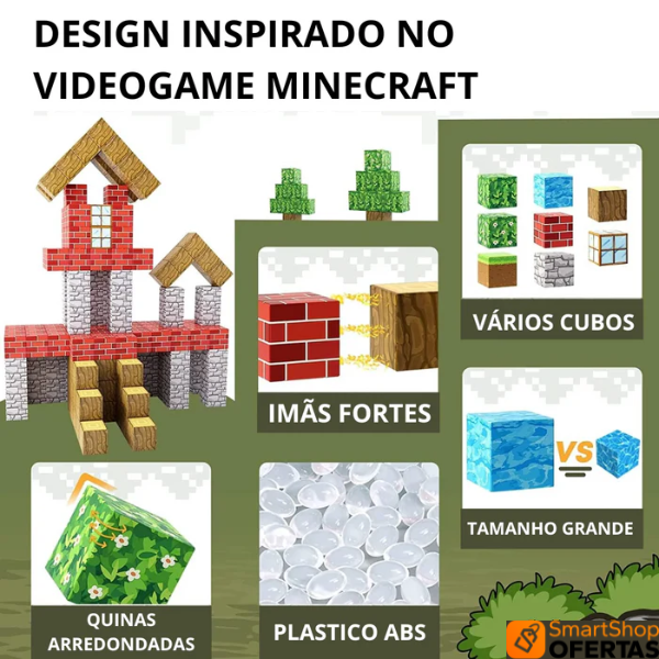 Blocos de Construção Magnética Minecraft - 48/64/75 peças